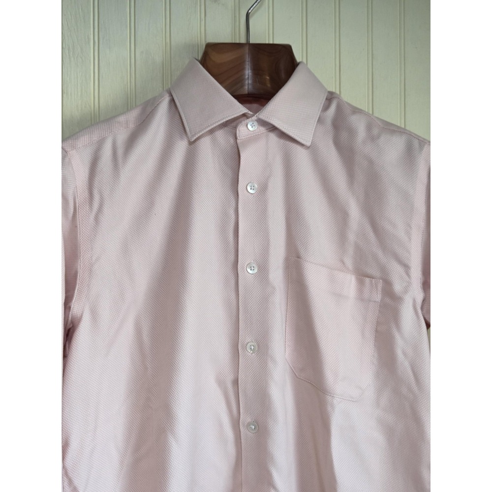 Louis Philippe Shirt Mens 40 Pink Textured Permapress Wrinkle Free Cotton‎